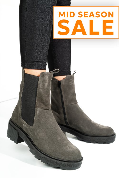 Ghete gri piele naturala intoarsa 2s7724