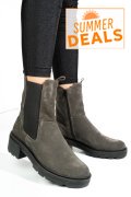 GHETE GRI PIELE NATURALA INTOARSA 2S7724