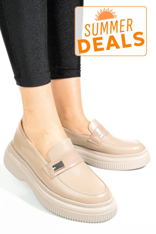 Mocasini bej piele naturala 2s7751619np