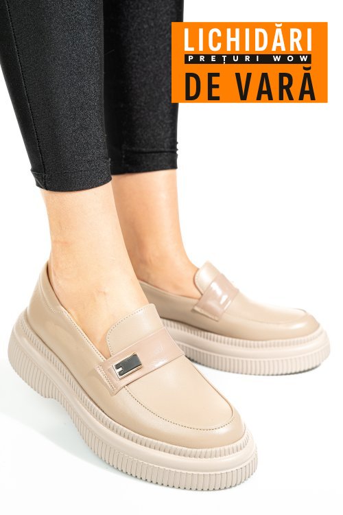 Mocasini bej piele naturala 2s7751619np