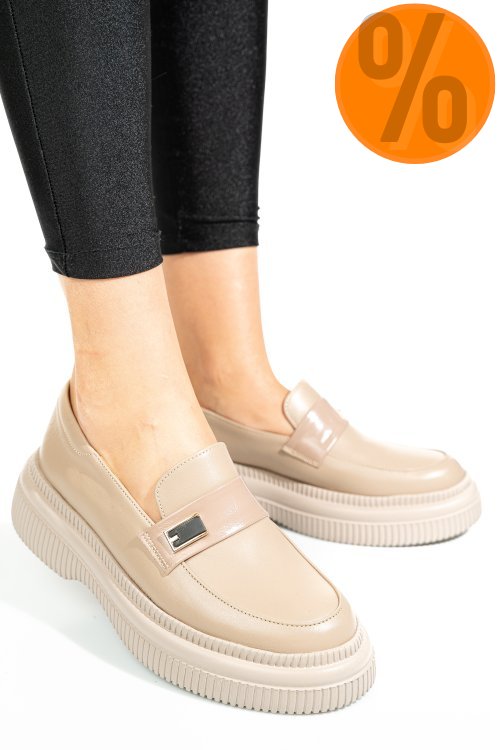 Mocasini bej piele naturala 2s7751619np