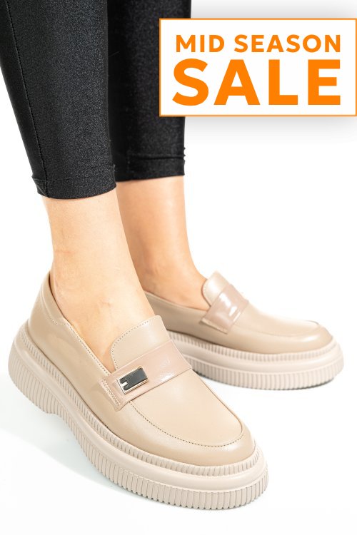 Mocasini bej piele naturala 2s7751619np