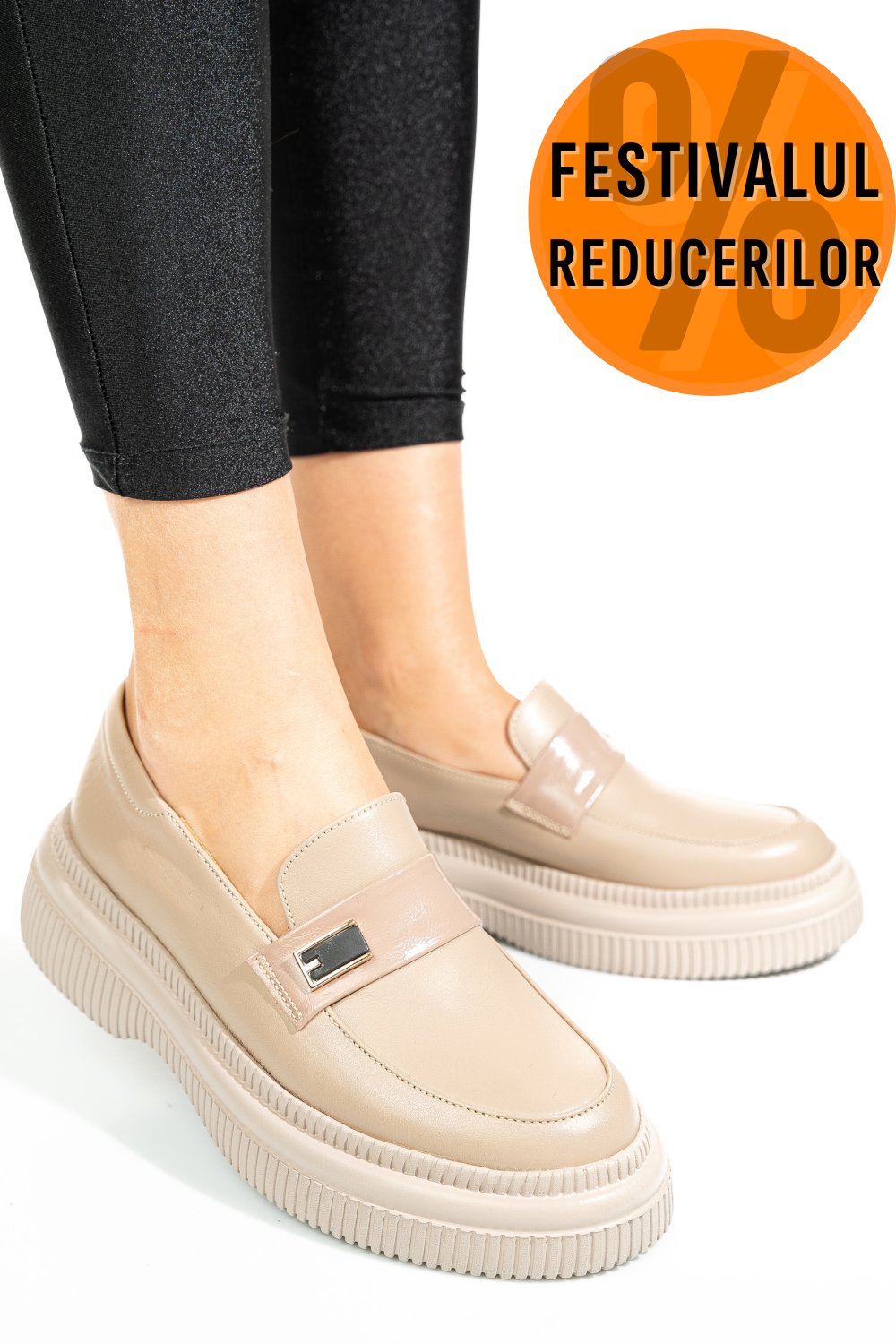 MOCASINI BEJ PIELE NATURALA 2S7751619NP