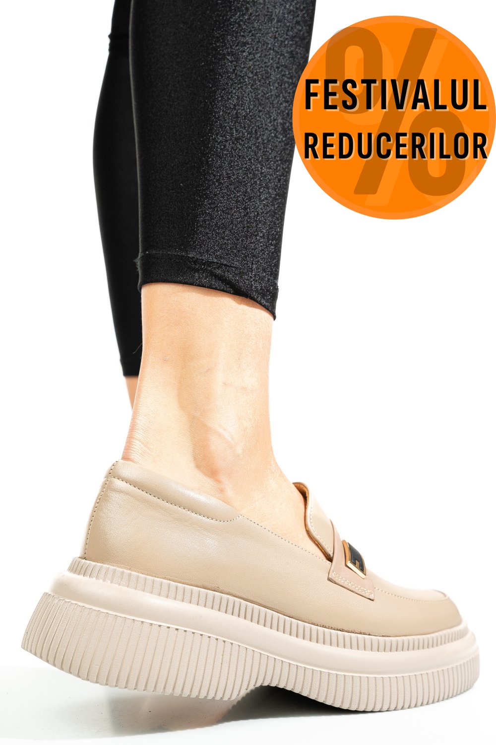 MOCASINI BEJ PIELE NATURALA 2S7751619NP