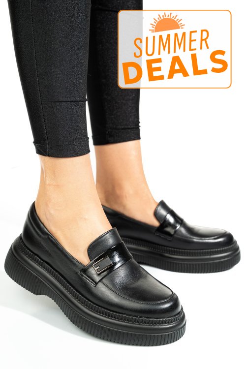 Mocasini negri piele naturala 2s7751619np