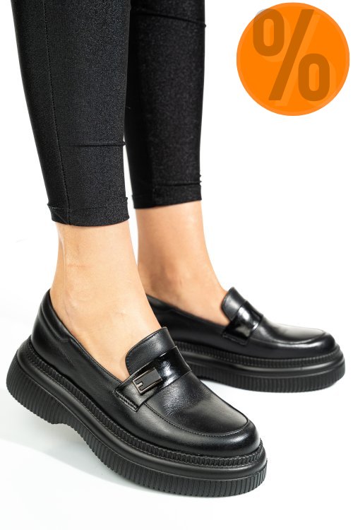 Mocasini negri piele naturala 2s7751619np