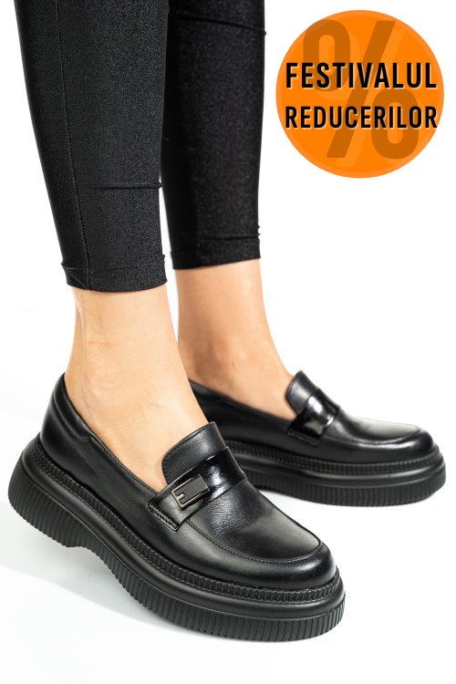 Mocasini negri piele naturala 2s7751619np