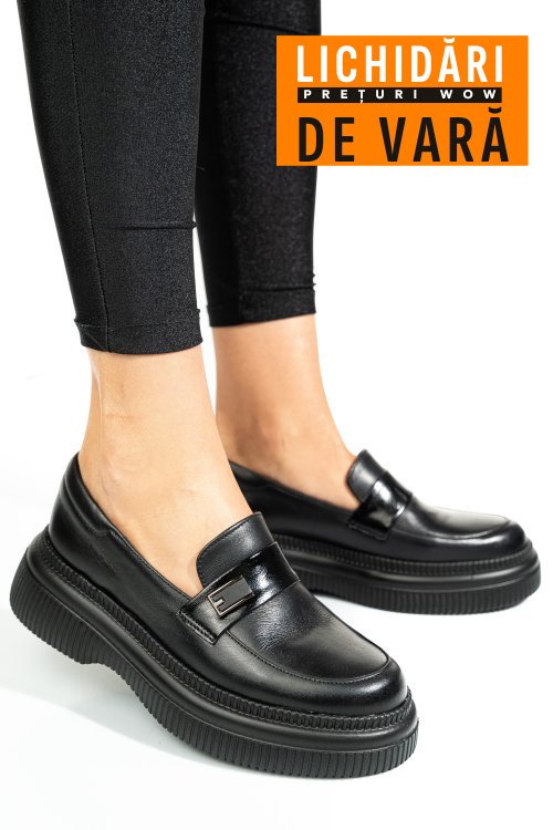Mocasini negri piele naturala 2s7751619np