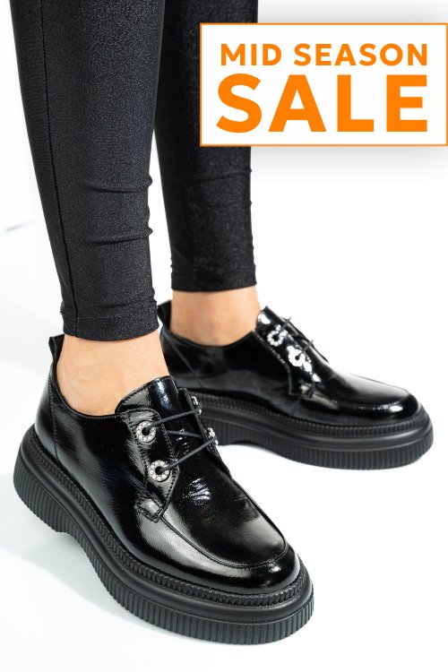 Pantofi negri piele naturala lacuita 2s7751617npk