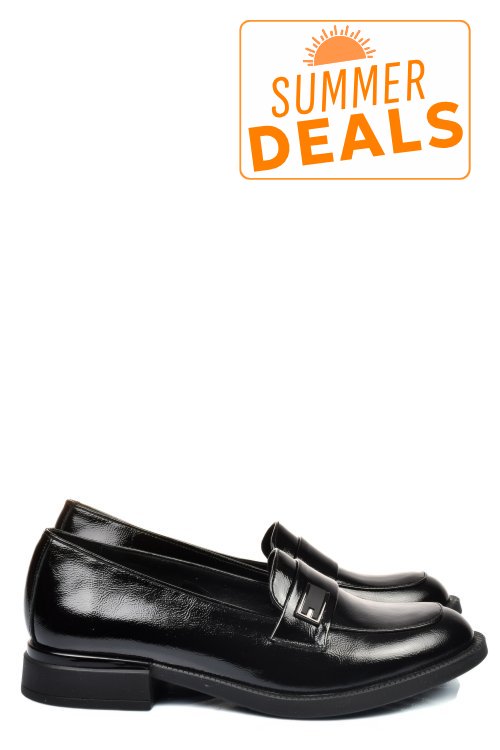 Mocasini negri piele naturala lacuita 251626npk