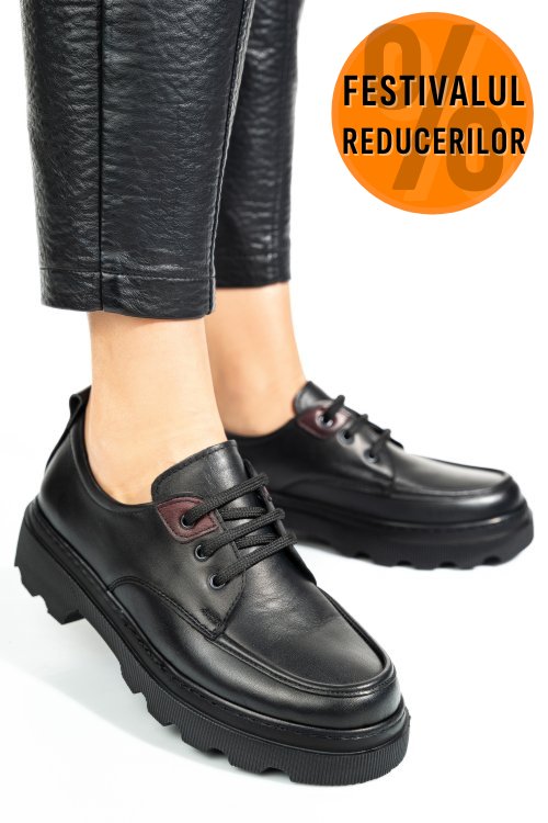 Pantofi negri piele naturala apckd7465