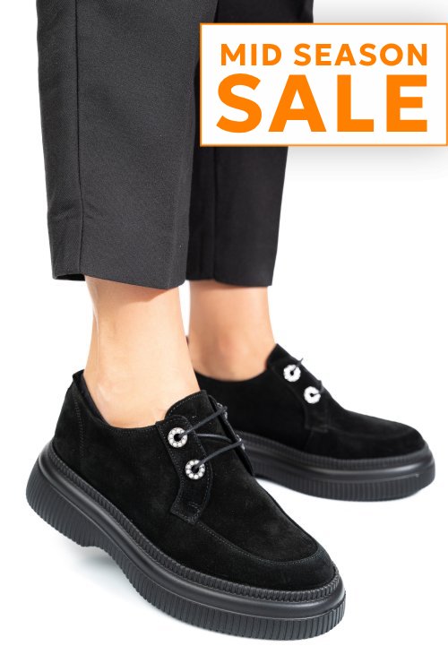 Pantofi negri piele naturala intoarsa 2s7751617sp