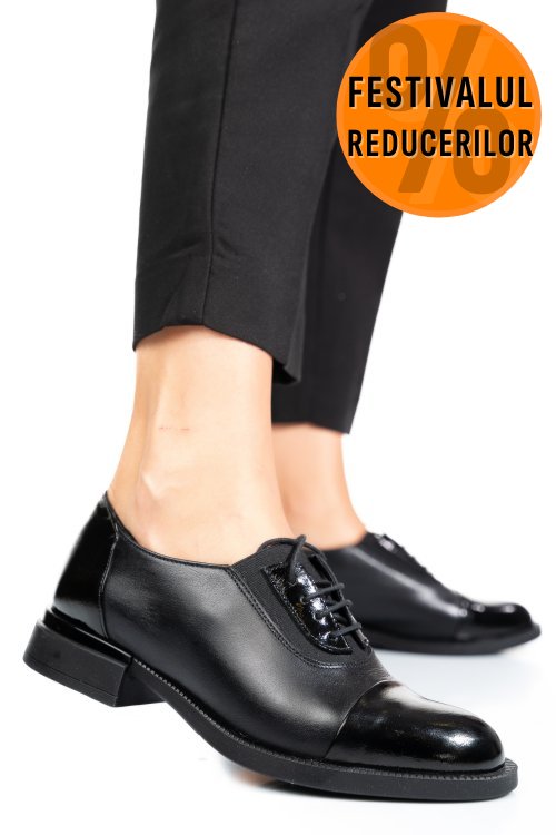 Pantofi negri piele naturala 2s7751625np/npk