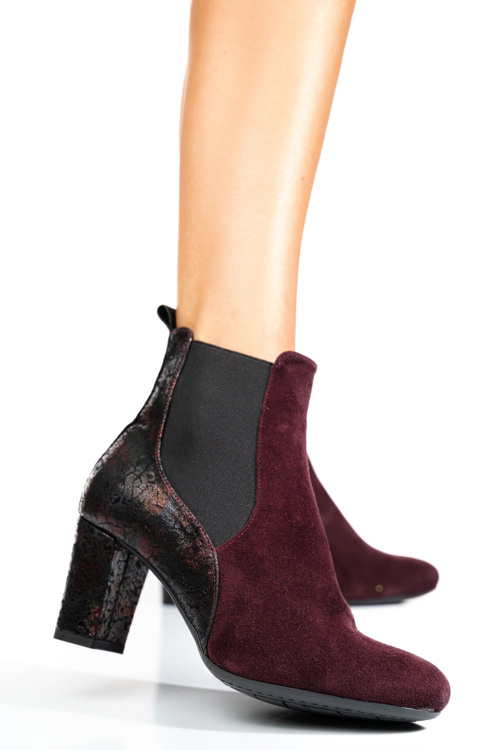 BOTINE DAMA PIELE NATURALA INTOARSA VISINII COLOR 7S7770
