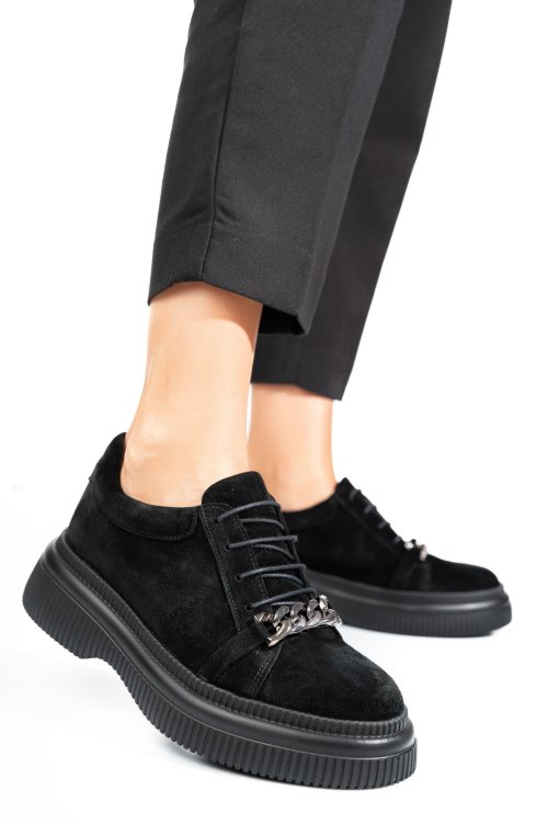Pantofi negri piele naturala intoarsa 251620sp
