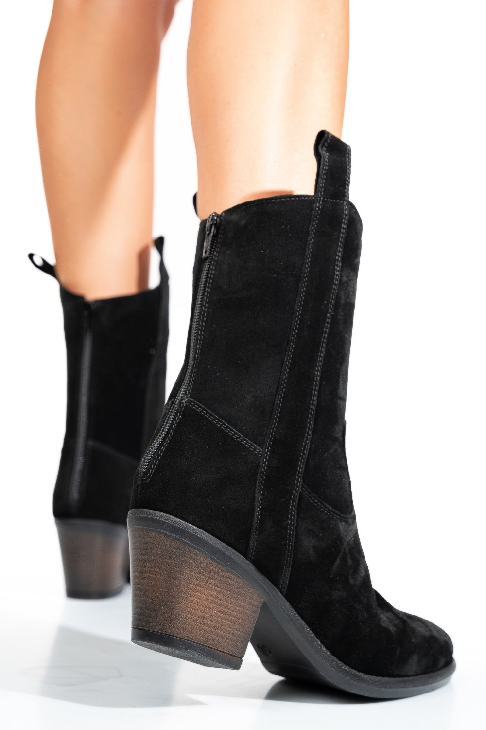 GHETE NEGRE PIELE NATURALA INTOARSA 2S7791