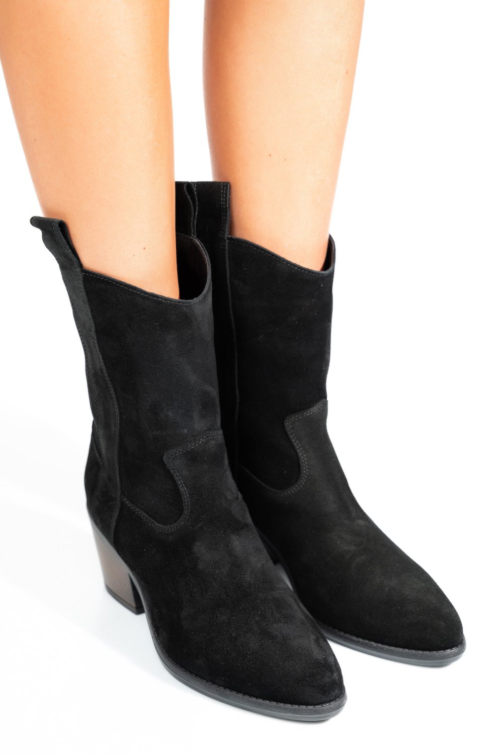 GHETE NEGRE PIELE NATURALA INTOARSA 2S7791