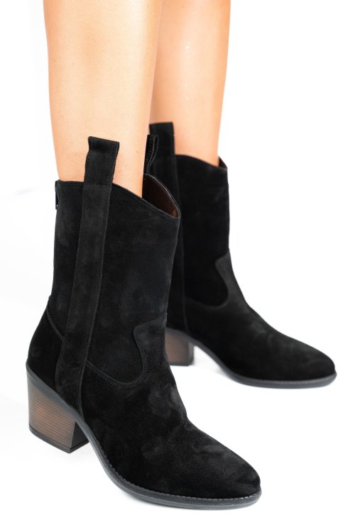 Ghete negre piele naturala intoarsa 2s7791
