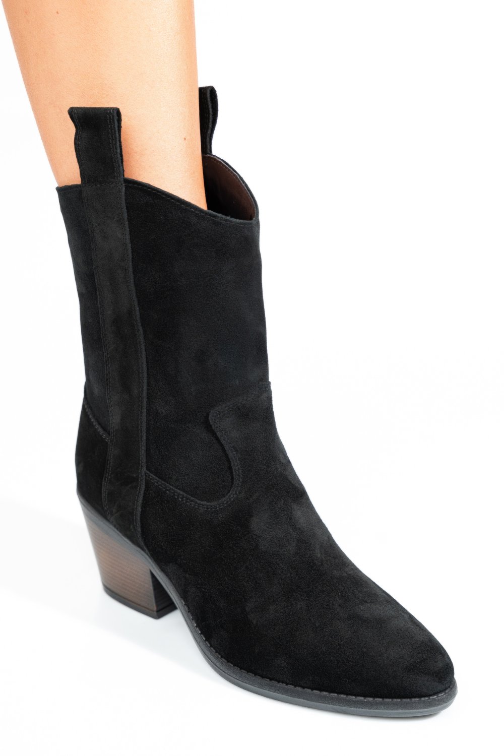 GHETE NEGRE PIELE NATURALA INTOARSA 2S7791