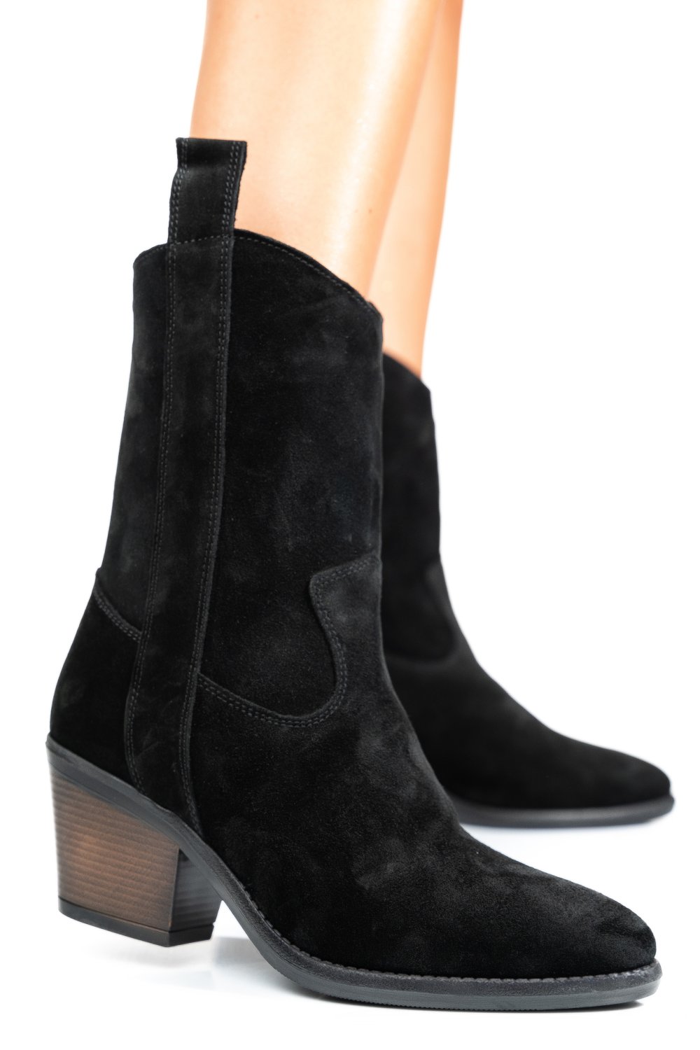 GHETE NEGRE PIELE NATURALA INTOARSA 2S7791
