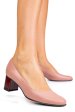 Pantofi dama guban piele naturala roz toc bordo 3s77475
