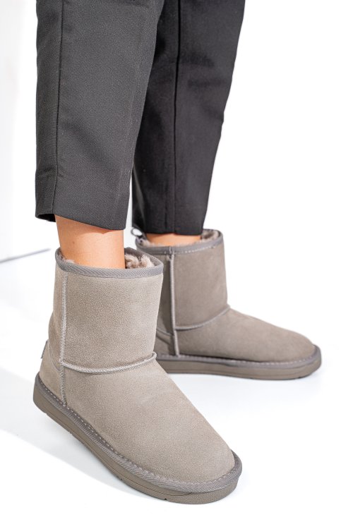 Soprani couture, cizme taupe piele naturala intoarsa scw421p08