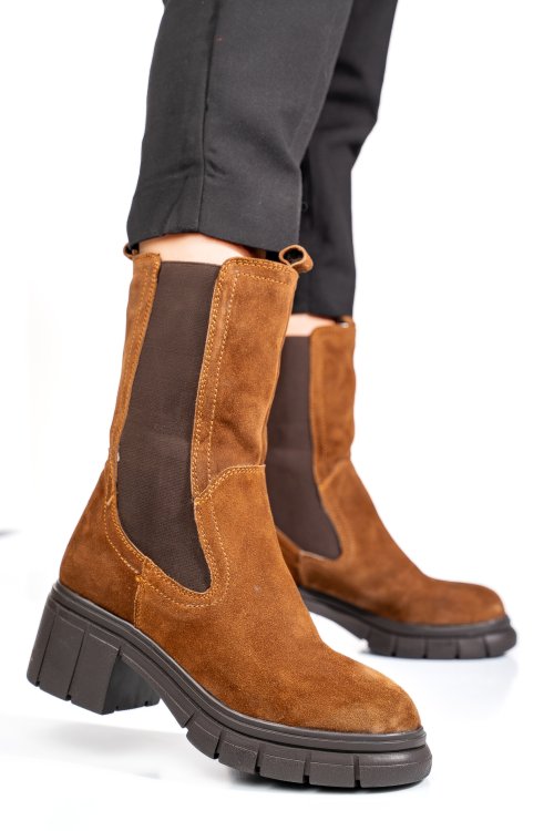 Ghete maro piele naturala intoarsa 1s770603