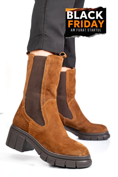 Ghete maro piele naturala intoarsa 1s770603