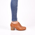 BOTINE CAMEL PIELE NATURALA ANELORA