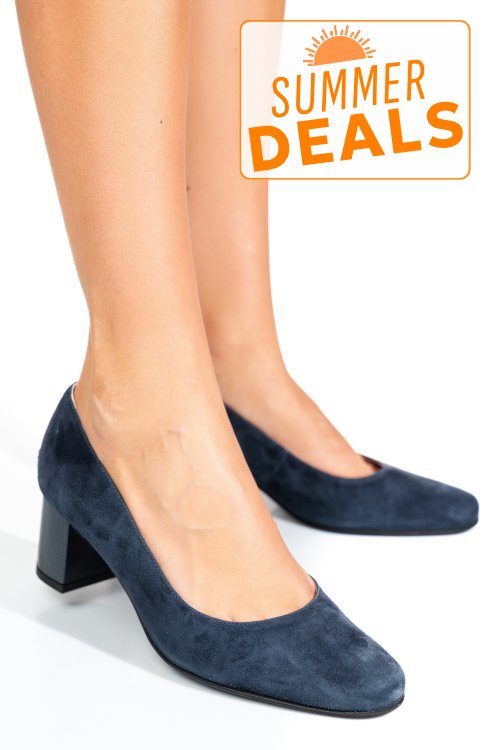 Pantofi dama guban piele naturala intoarsa bleumarin 3s77475