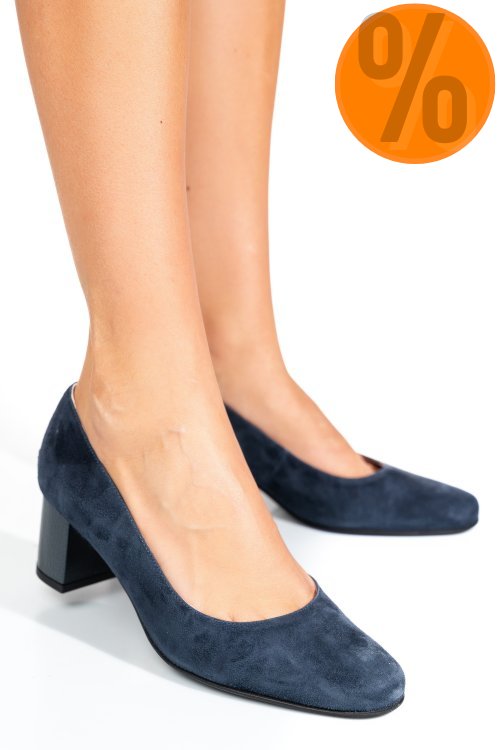 Pantofi dama guban piele naturala intoarsa bleumarin 3s77475