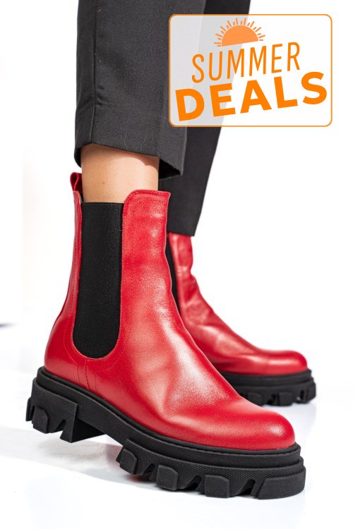 Ghete rosii piele naturala 2s7725