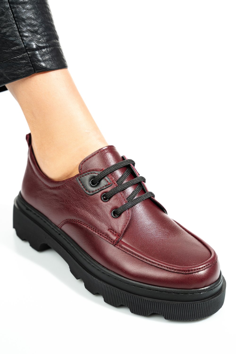 PANTOFI BORDO PIELE NATURALA APCKD7465