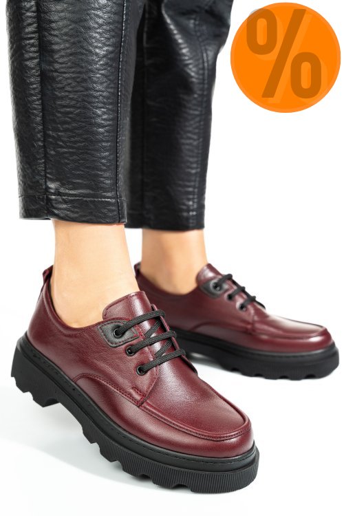 Pantofi bordo piele naturala apckd7465