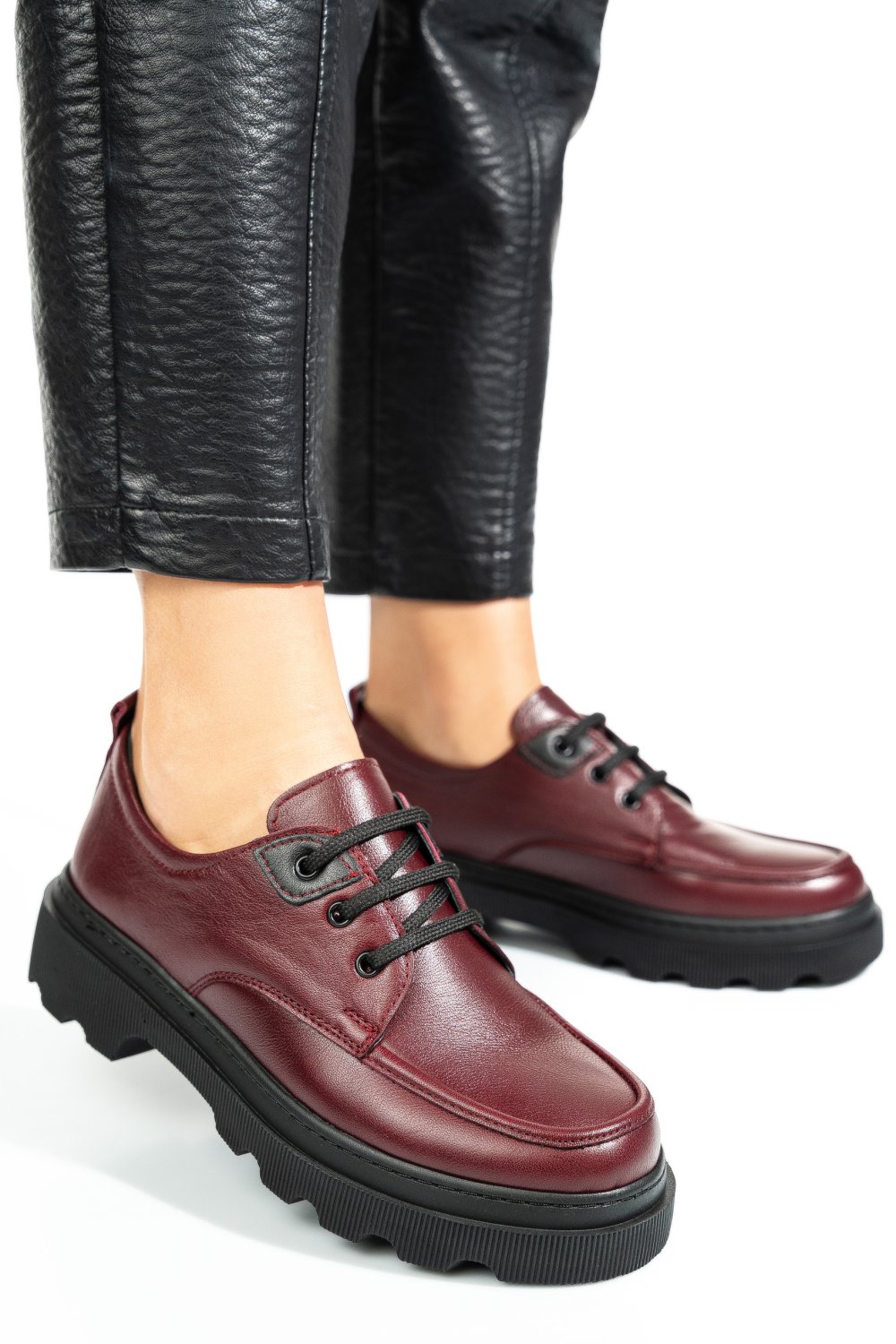 PANTOFI BORDO PIELE NATURALA APCKD7465