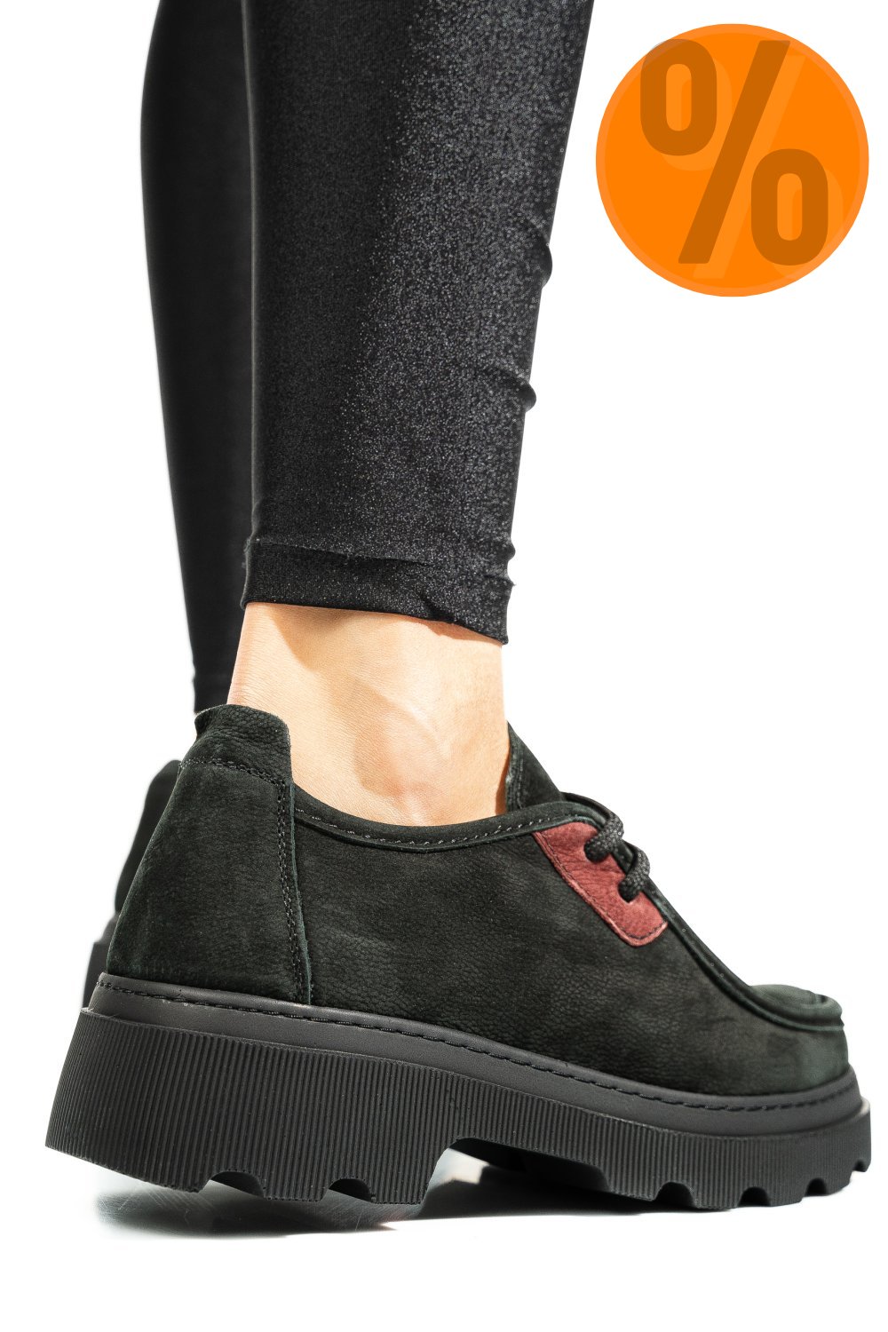 PANTOFI NEGRI PIELE NATURALA NABUK APCKD-9524