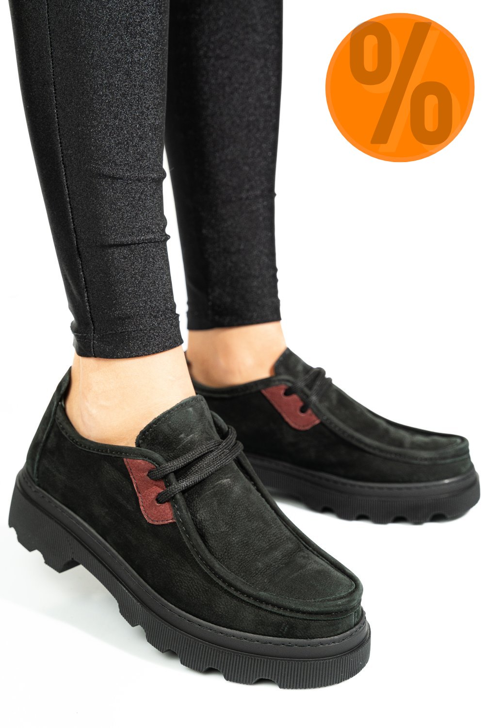 PANTOFI NEGRI PIELE NATURALA NABUK APCKD-9524