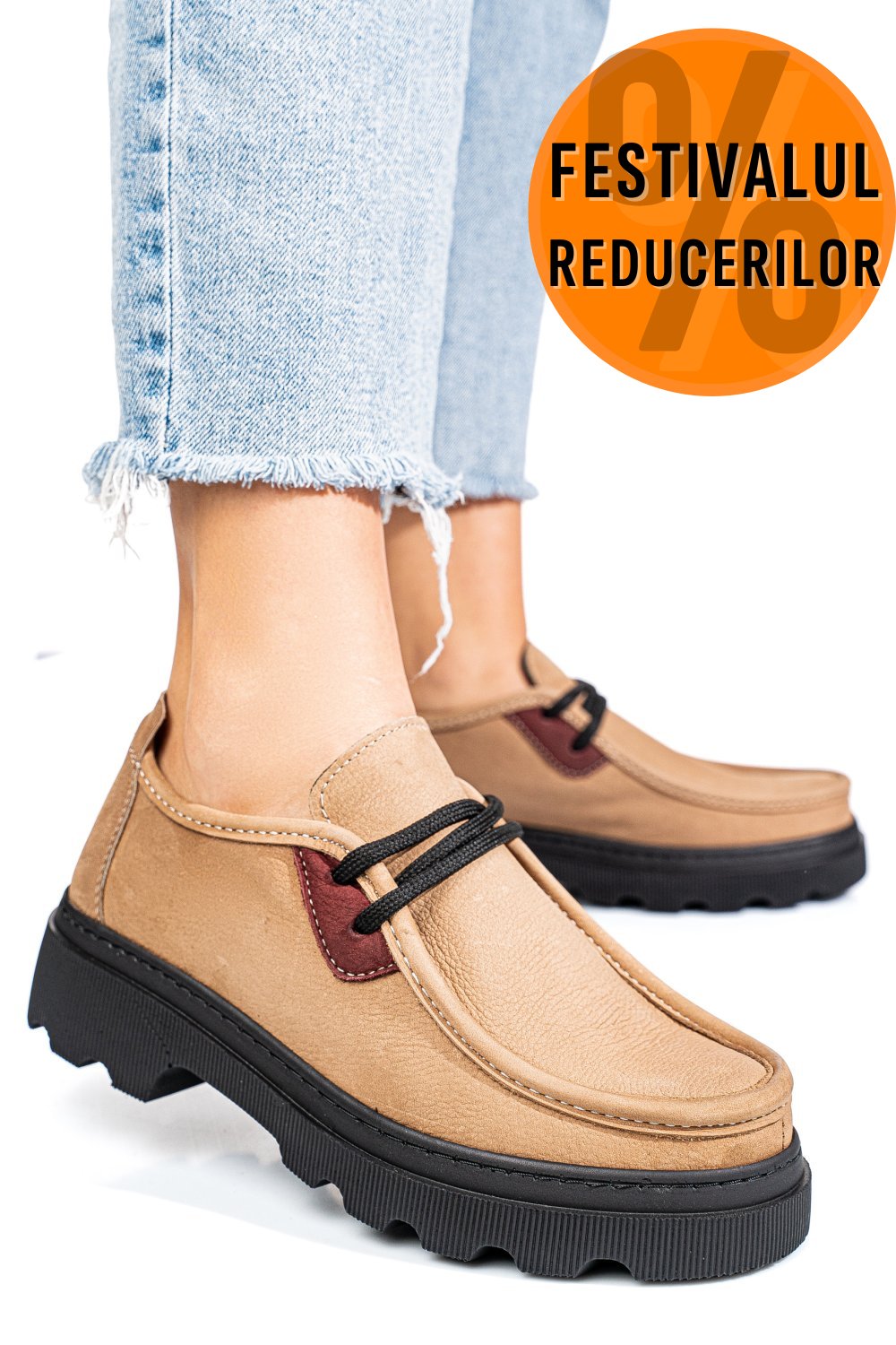PANTOFI TAUPE PIELE NATURALA NABUK APCKD-9524