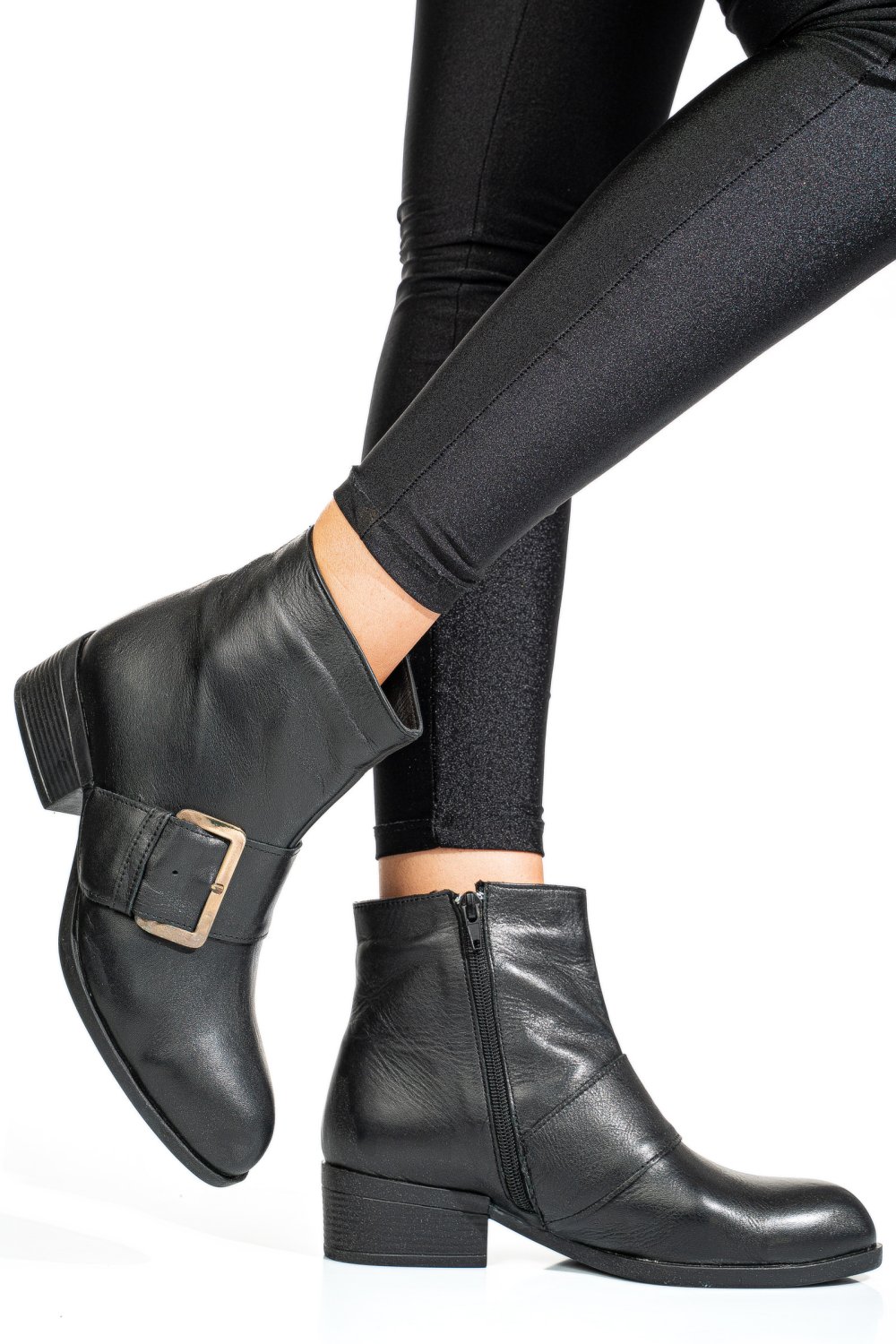 GHETE NEGRE PIELE NATURALA ZPC07