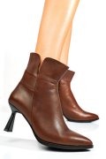 BOTINE MARO INCHIS PIELE NATURALA IPCBY003