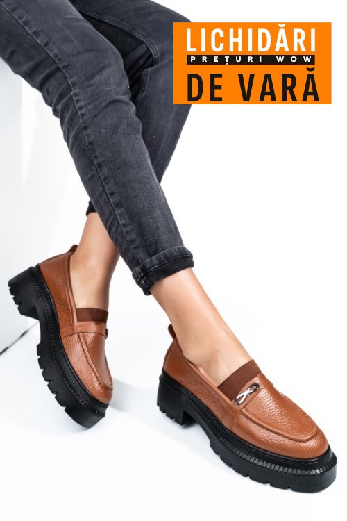Mocasini maro piele naturala ipcbm005