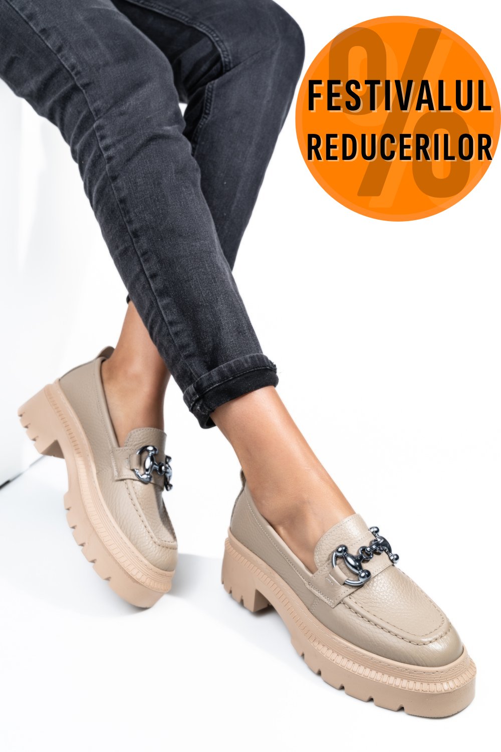 MOCASINI BEJ PIELE NATURALA IPCBM020