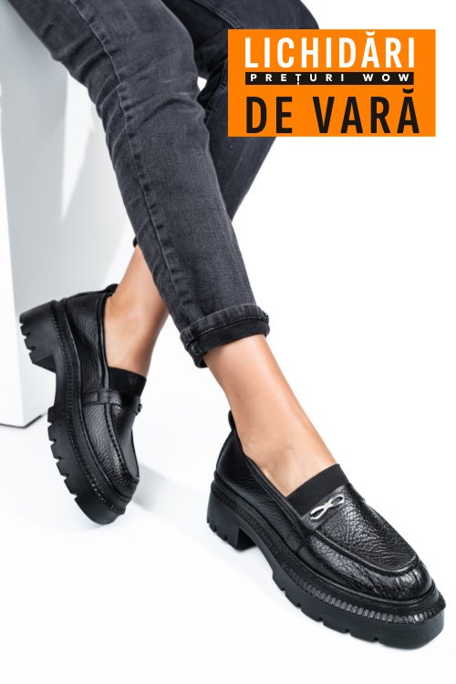 Mocasini negri piele naturala ipcbm006
