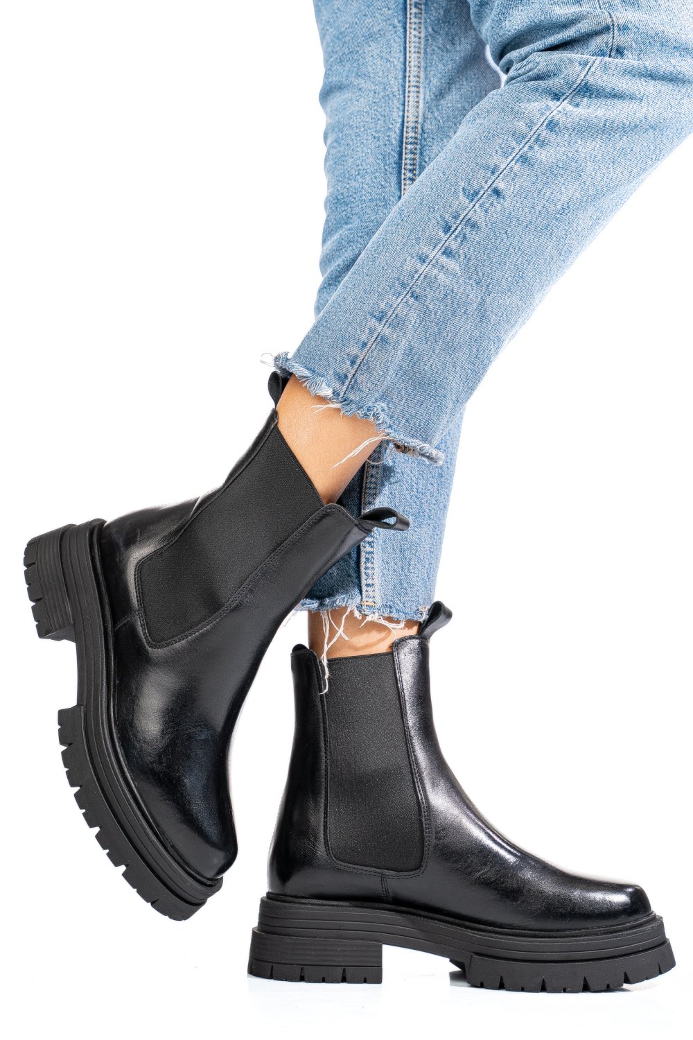 GHETE NEGRE PIELE NATURALA 2S77255