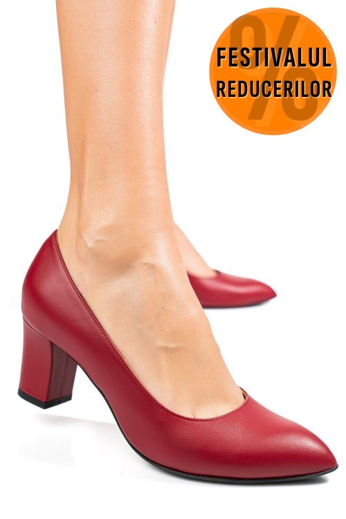 Pantofi dama guban piele naturala rosii 4s77292