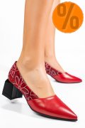 PANTOFI ROSII FLORAL PIELE NATURALA 5S77460