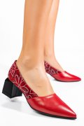 PANTOFI ROSII FLORAL PIELE NATURALA 5S77460