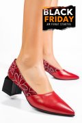 PANTOFI ROSII FLORAL PIELE NATURALA 5S77460