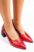 PANTOFI ROSII FLORAL PIELE NATURALA 5S77460