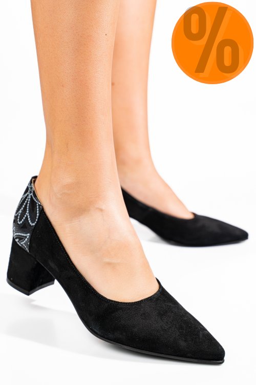 Pantofi negri piele naturala intoarsa 5s77602
